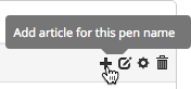 Click the plus button to add an article for the pen name