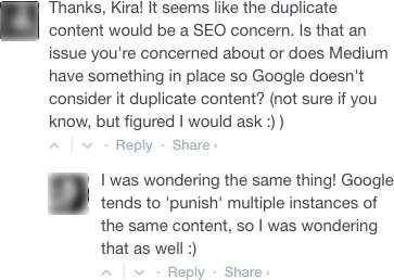 A common discussion about duplicate content concerns