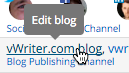Each blog listed is linked to enable the settings to be edited or viewed