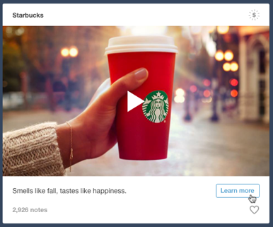 Example of a sponsored post on Tumblr