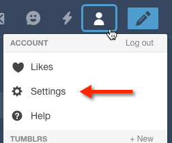 Click the person icon at the top and then Settings