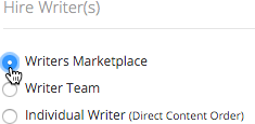 The Writers Marketplace allows any writer to pick up your content order and begin working on it