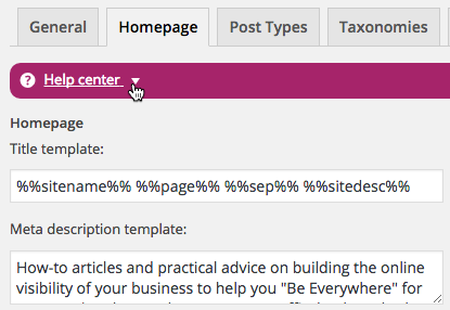 Set the home page title and meta description templates in Yoast