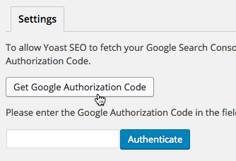 Click the button to get an Authorization Code from Google