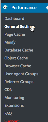 You'll see a Performance menu within WordPress after setting up W3 Total Cache