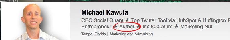 Mike Kawula also uses his author status to build authority at LinkedIn