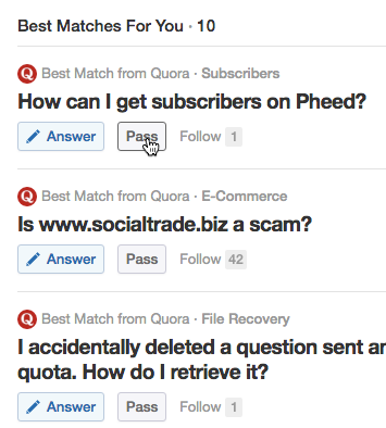 Quora selects suitable questions for you