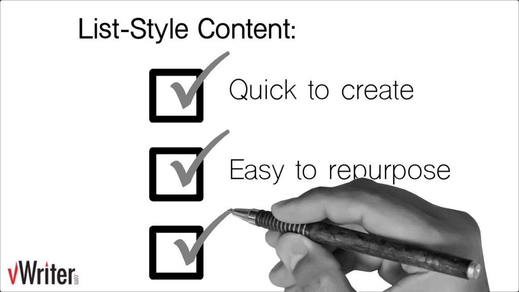 List-style content is quick to create and easy to repurpose